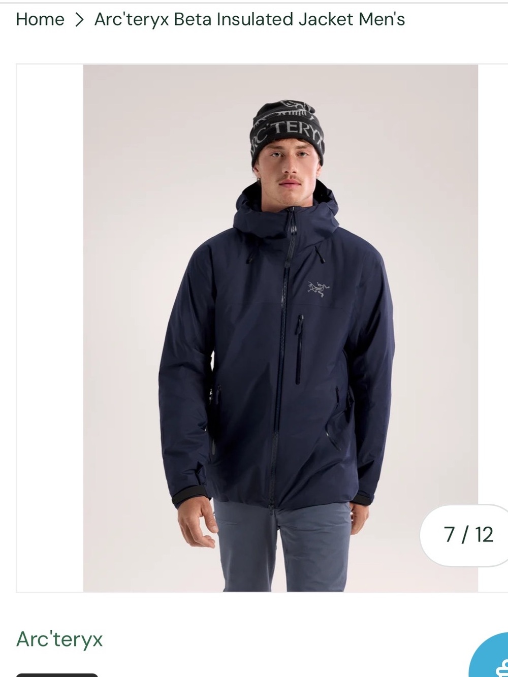 Arc'teryx Men's Beta Insulated Jacket -BLACK SAPPHIRE(Navy) Size L. EUC